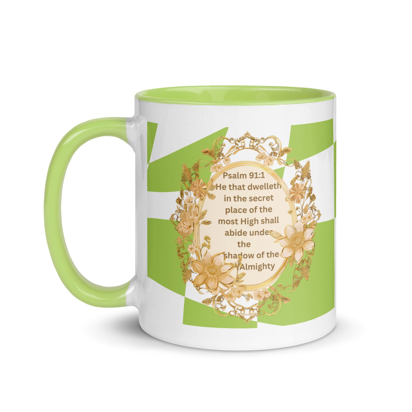 Psalm 91:2 Christian Coffee Mug – Refuge & Trust Bible Verse Mug in Green