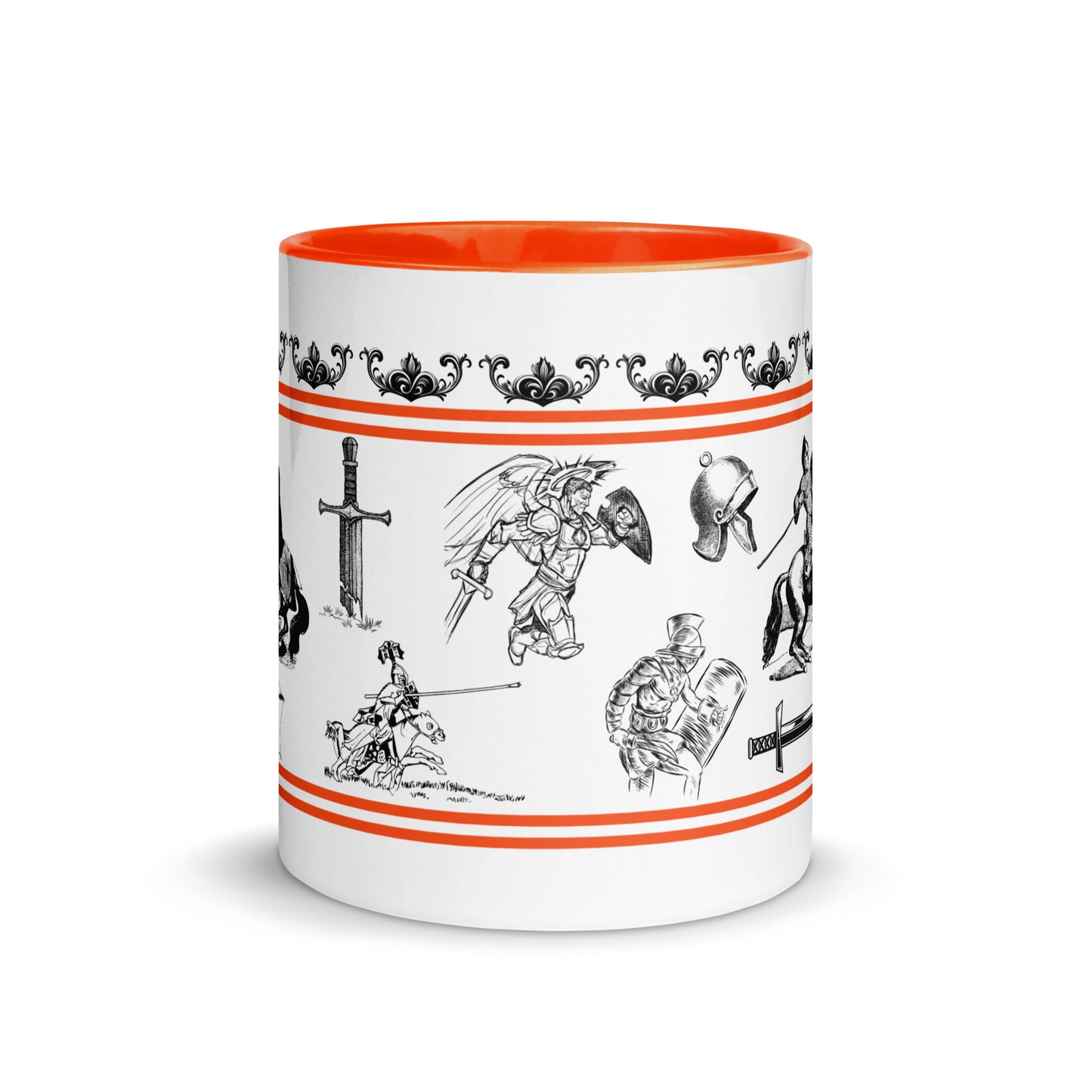Scripture Mug Inspired By The Battle Belongs To The Lord, Orange Color Inside