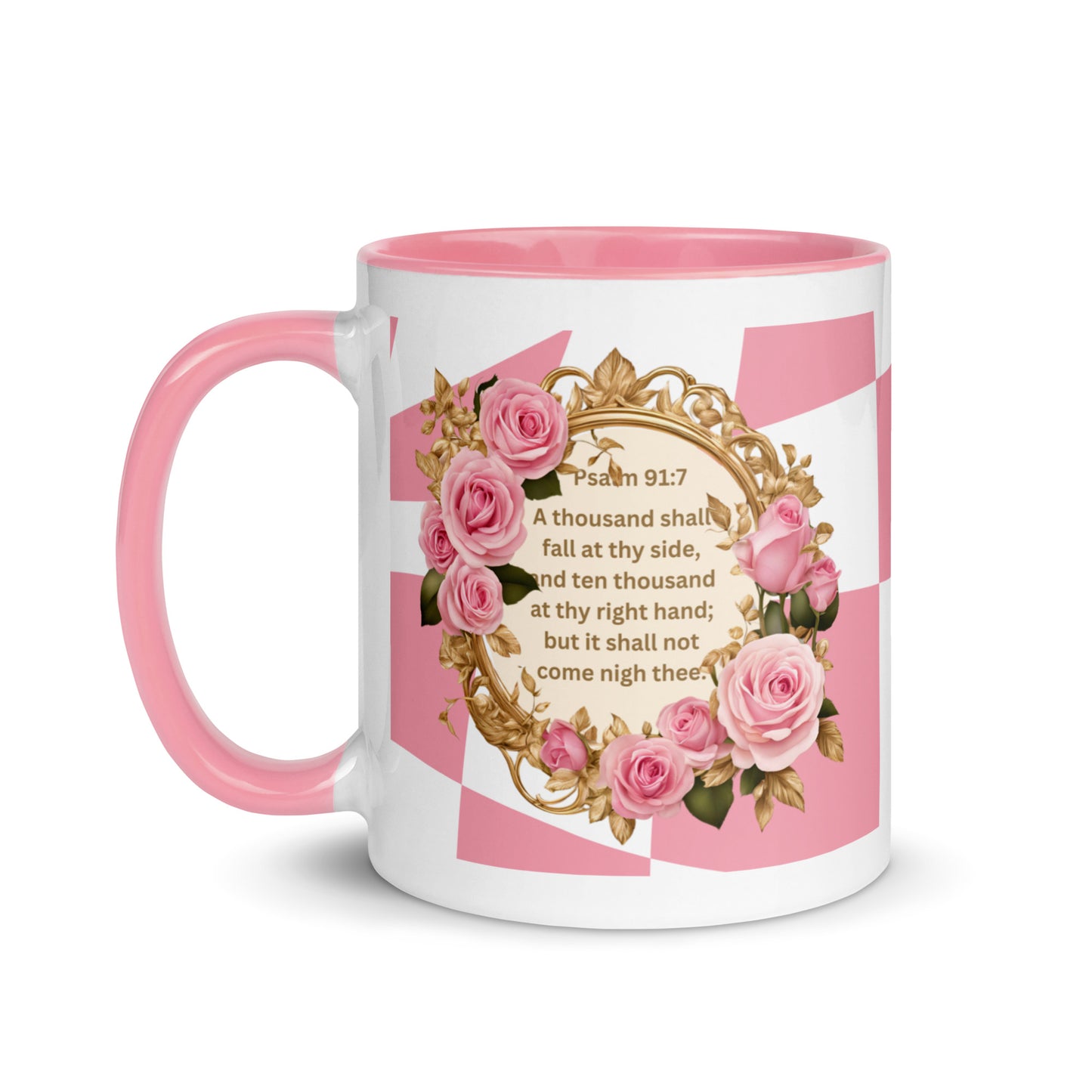 Psalm 91:8 Christian Coffee Mug – Reward of the Wicked Scripture Mug in Pink